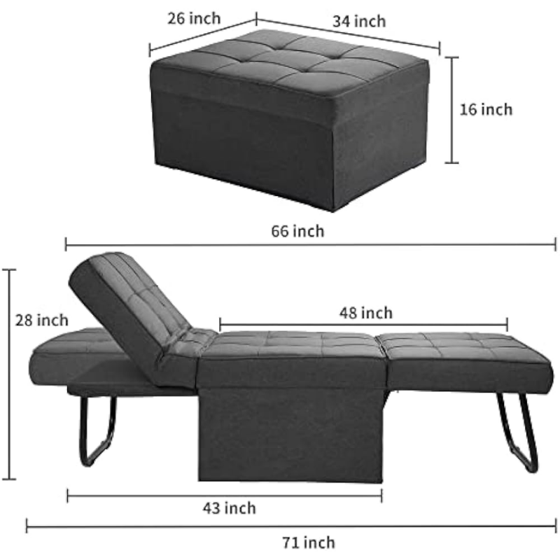 Canapé-lit pliant multifonctionnel 4 en 1
